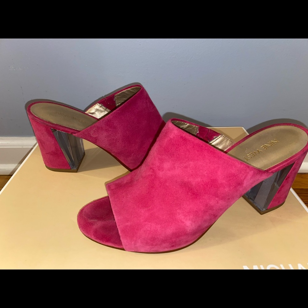 Nine West nwgemily hotpink peep toe mule 9.5